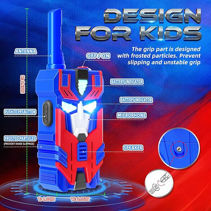 Transform Toys Walkie Talkies for Kids 2 Pack Blue Leader Robot, 2500 FT Range, Cool Eye Lights for 3 4 5 6 7 8 9 10 Year Old Outdoor Camping Toys, Birthday Gifts for Boys Ages 3-12