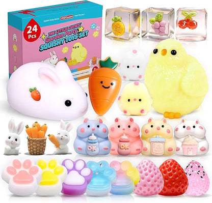 24Pack Taba Squishy Toys kit- Squishy Fidget Squeeze Toys Party Favors for Kids 8-12-Kawaii Stress Balls for Kids- Taba Squishies Stress Relief Toys for Girls 8-10-6-9 Years Old Girls Birthday Gifts