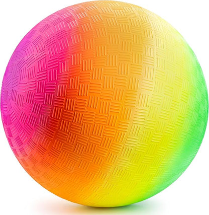PlayBolt Rainbow Playground Balls - 8.5Inch (Pack of 12) Rubber Bouncy Inflatable Balls for Kids and Adults, Indoor and Outdoor Games, Kickball, Dodgeball, Four Square, Dodge Ball, Handball