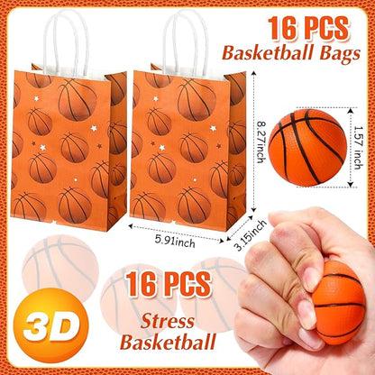 Aoriher 162 Pcs Basketball Party Favors, Basketball Party Gift Goodie Bag Fillers Foam Basketballs Tattoo Stickers Keychains Sticker Charm Bracelets Sport Wristband Pull Back Cars for Party Supplies