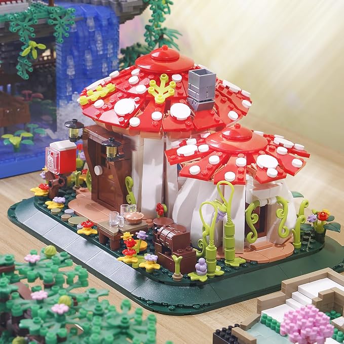 SAMYBLOCKS Mushroom House Building Blocks Sets(1126PCS),Creative Ideals Treehouse Building Blocks, Best Present for 6+ Adults