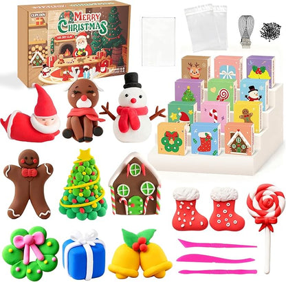 Christmas Air Dry Modeling Clay Kids, DIY Polymer Clay Kit Ultra Light & Soft, Creatibles Play Dough Set Best Christmas Arts and Crafts Gifts for Kids Boys Girls Beginners