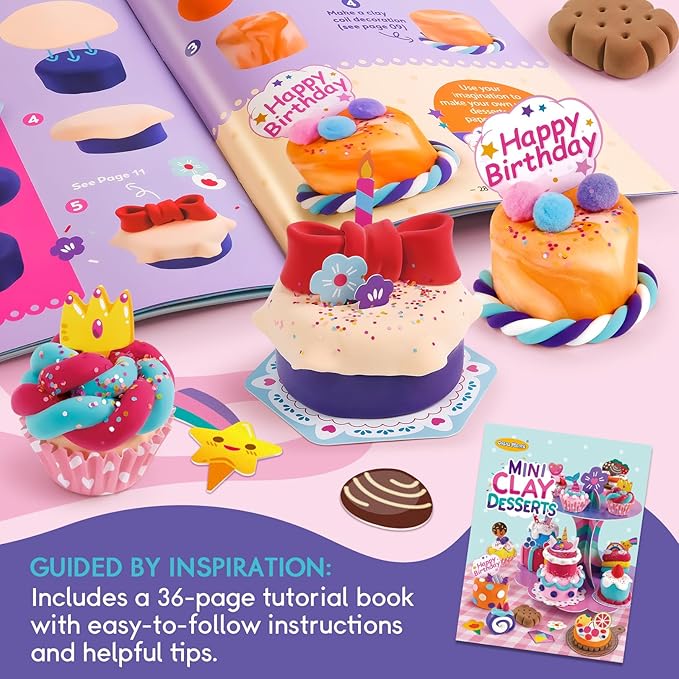 Craft Kits for Kids, Make Your Own Mini Desserts with Air Dry Clay, Create & Display Clay Creations, Art Activities, Great Gifts for Girls