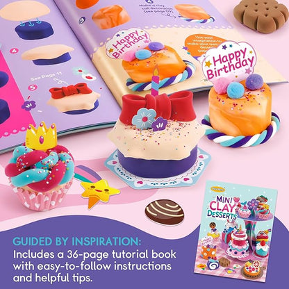Craft Kits for Kids, Make Your Own Mini Desserts with Air Dry Clay, Create & Display Clay Creations, Art Activities, Great Gifts for Girls