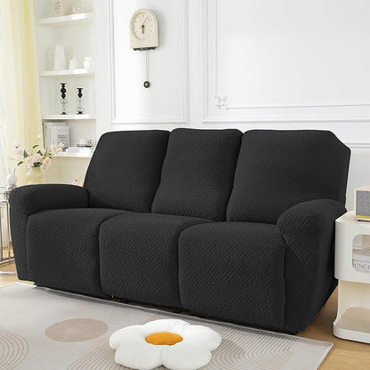 NORTHERN BROTHERS Stretchy Recliner Sofa Covers 3 Seater, Couch Cover Recliner Sofa 3 Cushions, Sofa Recliner Covers, Black