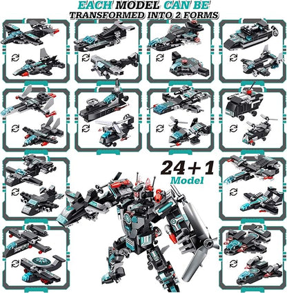 Robot Building Toys for Boys Age 6 7 8 9 10 11 Year Old, 577 PCS STEM Toy Kit, 25-in-1 Building Bricks Educational Construction Set Engineering Toys, Activities Learning Gift for Kids