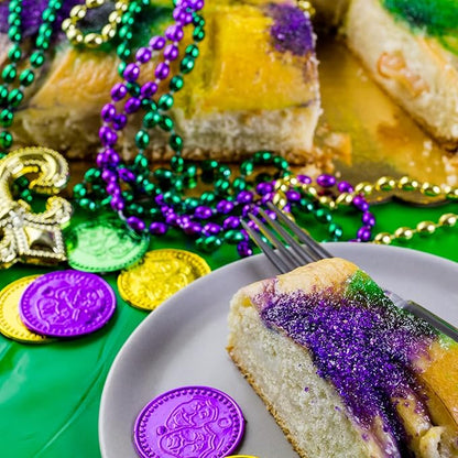 Winlyn 128 Pcs Mardi Gras Accessories Set Bulk Party Favors Supplies Mardi Gras Beads Necklaces Coins Head Boppers Bracelets Tattoos Purple Green Gold for Mardi Gras Masquerade Parade Décor
