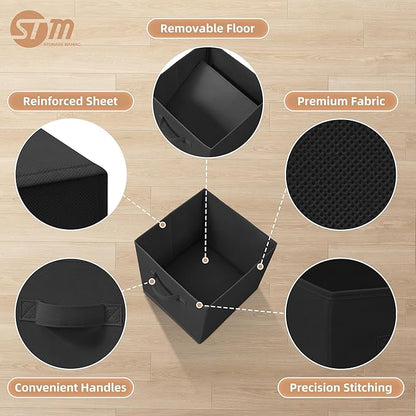 STORAGE MANIAC Storage Cubes, 11 Inch Collapsible Storage Bins with Handles, 8 Pack Fabric Foldable Bins for Organization, Durable Storage Bins for Closet, Shelves, Offices, Toys, 8-Pack Black
