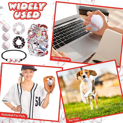 86 Pcs Baseball Party Favors 50 Sheets Baseball Stickers 12 Sports Stress Ball Mini Foam Baseball Ball, 12 Baseball Charm Bracelets, 12 Baseball Scrunchie Sports Valentines Baseball Gifts Supplies