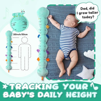 Awotoy Baby Toys 0 to 12 Months, Musical Stuffed Animal Activity Soft Toy with Multi-Sensory Crinkle, Rattle and Textures, Infant Tummy Time Toys for Newborn Boys Girls, Caterpillar, Blue