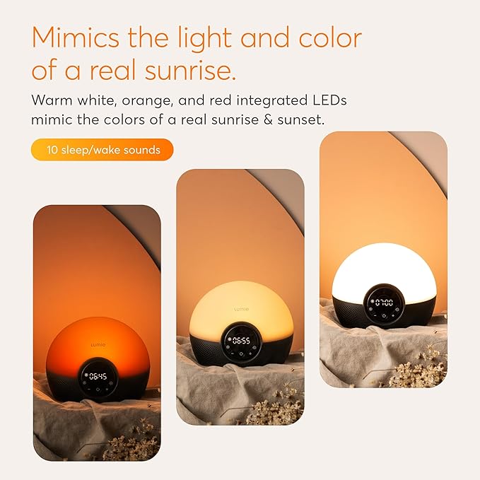 Lumie Bodyclock Glow 150 - Alarm Clock Simulates Sunrise & Sunset - Bedside Lamp with Customizable Light Duration - Wake-Up Light, Night Light & Reading Light - with Warm LEDs
