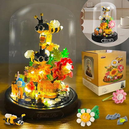 Topdear Flower Bouquet Building Set with LED String Light, Bee Flowers Botanical Collection, 588 Pcs Mini Bricks Building Blocks Toy for Boys Girls, Adults, Gift for Birthday, Christmas, Mother's Day