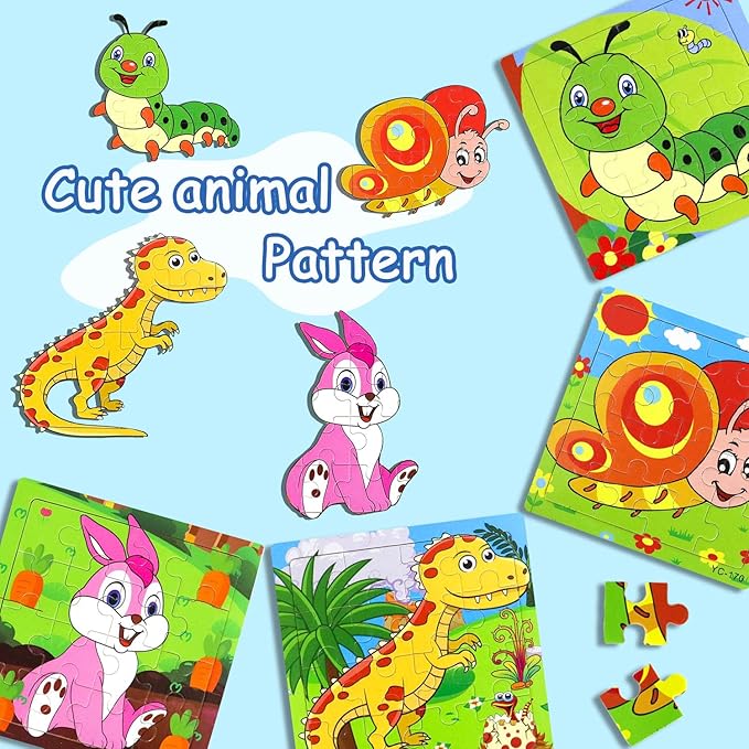 Puzzles for Kids Ages 3-5, 9 Pack Wooden Jigsaw Puzzles for Toddlers Ages 3-5 16 Pieces Preschool Educational Learning Toys Set Animals Puzzles for 3 4 5 Years Old Boys and Girls