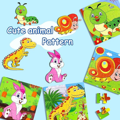 Puzzles for Kids Ages 3-5, 9 Pack Wooden Jigsaw Puzzles for Toddlers Ages 3-5 16 Pieces Preschool Educational Learning Toys Set Animals Puzzles for 3 4 5 Years Old Boys and Girls