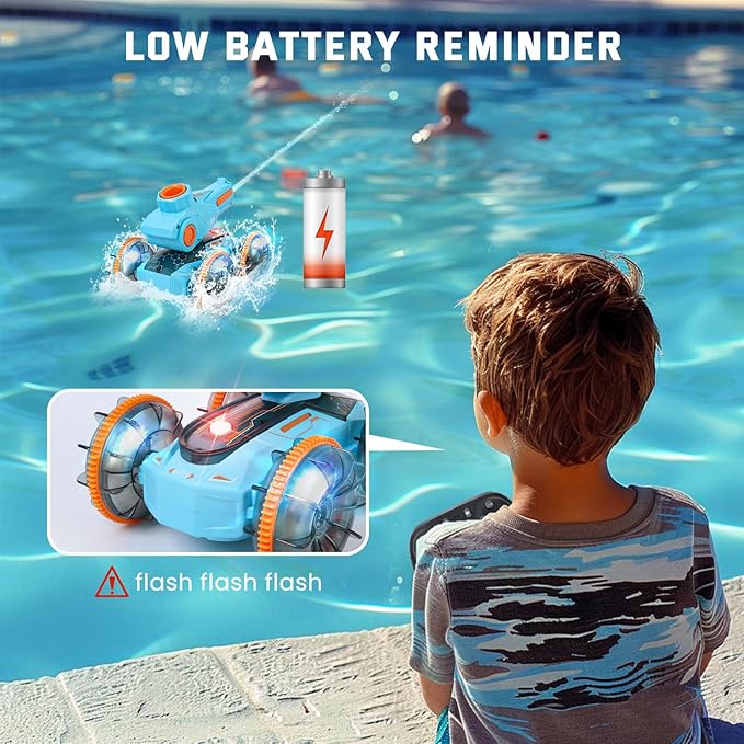 Amphibious Remote Control Car Gifts for Kids 6 7 8-12 Years Old Boys Girls Birthday Gift - Water Pool Toys Waterproof 4WD Gesture Sensing RC Car Boat
