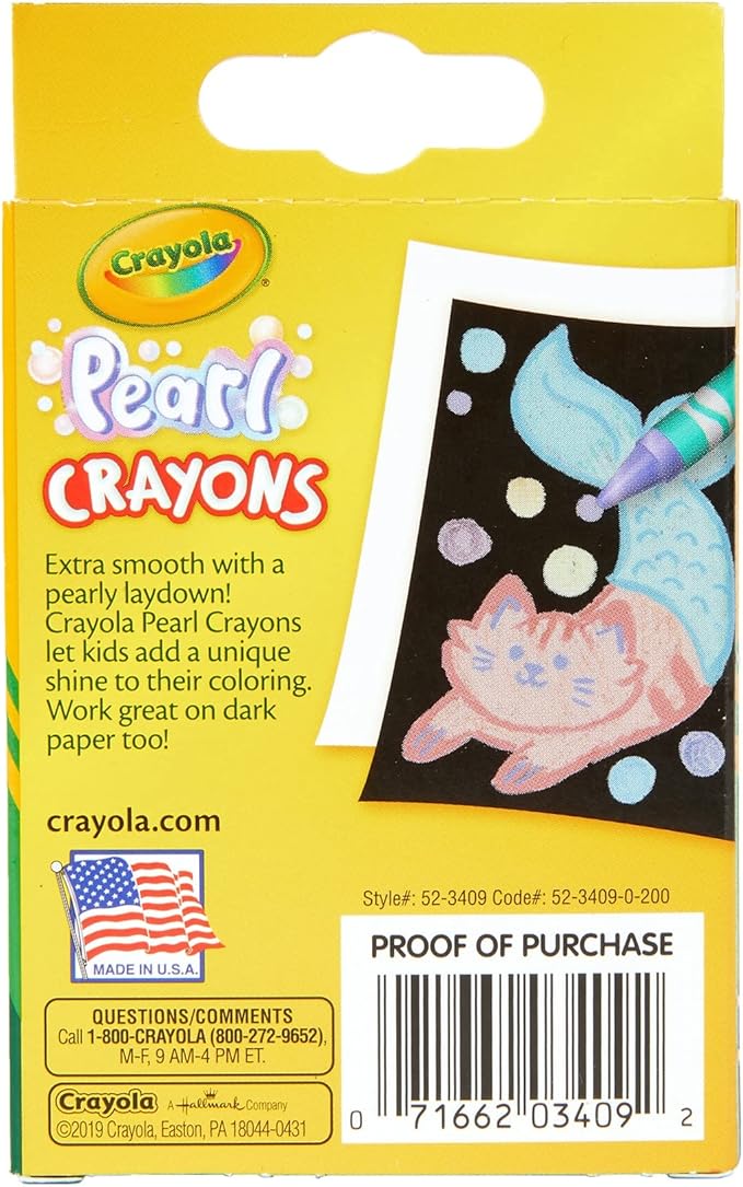 Crayola Pearl Crayons, Pearlescent Colors, 24 Count, Coloring Supplies, Gift for Kids, Ages 3, 4, 5, 6