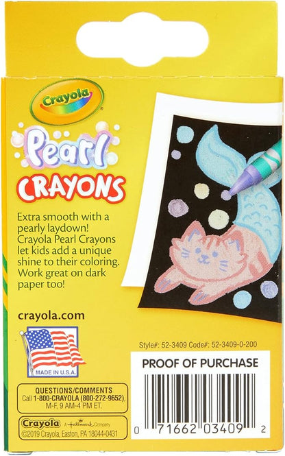 Crayola Pearl Crayons, Pearlescent Colors, 24 Count, Coloring Supplies, Gift for Kids, Ages 3, 4, 5, 6