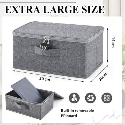 Briwooody Discreet Lockable Toy Bag Storage Organizer Toy Bag Storage Bins Case with Zipper Lid for Women and Men Clothes Container (Gray,11.8 x 7.9 x 5.5 Inch)