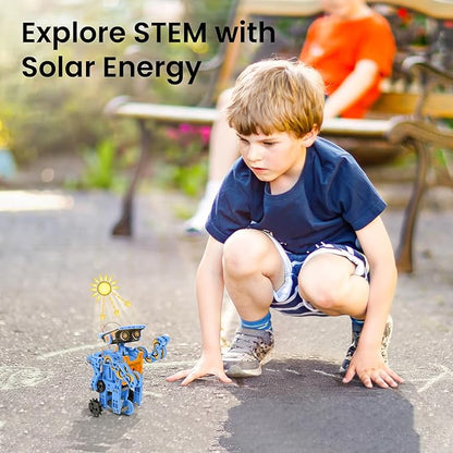 Sillbird Solar Building Robot Kit STEM Gift for Boys Aged 8-13, DIY Science Educational Toys for Kids Teens Birthday, 12-in-1 Solar or Battery Powered Robotic Set with 196 Pieces