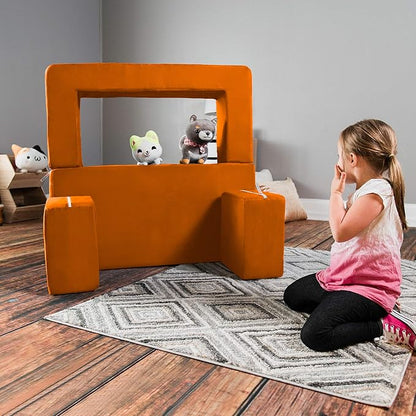 Jaxx Zipline Kids Modular Sofa & Ottomans/Fold Out Lounger, Mandarin