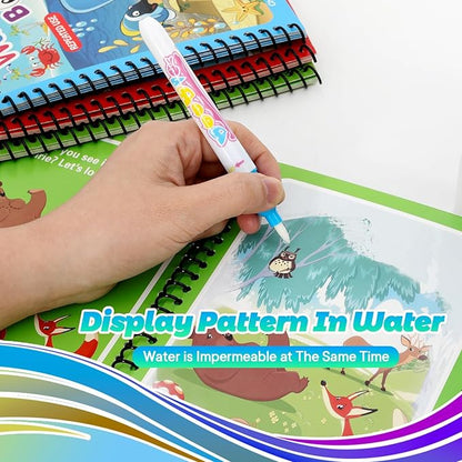 XBagSJ 8 Pack Reusable Water Coloring Books for Toddlers, Paint with Water Books,Mess-Free Coloring Book, Portable Educational Doodle Drawing Toy, Improving Children's Imagination, Color Perception