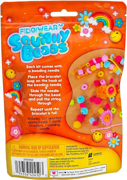 Fidgiwear Squishy Beads – Daisy Orange Theme, Create Fashionable Fidget Jewelry with Scented Squishy Beads for Jewelry Making, Toddler Sensory Bracelet Making Kit for Ages 3+
