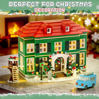Christmas House Building Set with Light for Adults, NO Compatible with Lego House, 1187PCS Holiday Loness Home Boys House Building Kits, Christmas for Movie Fans Friends Family