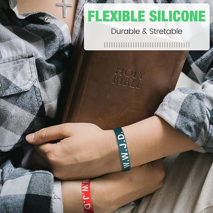 Jadive 20 Pcs WWJD Rubber Bracelets What Would Jesus Do Silicone Wristbands for Women Men Jesus WWJD Inspirational Bracelet Motivational Bracelet Religious Christian Party Favors Gifts