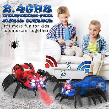 RC Spider Robot Toy with 2.4GHz Remote, Lights, Music & Spray - Realistic Spider Gift for Kids, Perfect for Holidays, Parties & Pranks