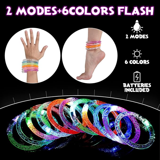300 Pcs Glow Sticks Bracelets Glow in the Dark LED Bracelets Neon Party Favors Halloween Flashing Light Up Bracelet Toys for Adults Rave Concert Birthday Carnival Wedding New Year Supplies