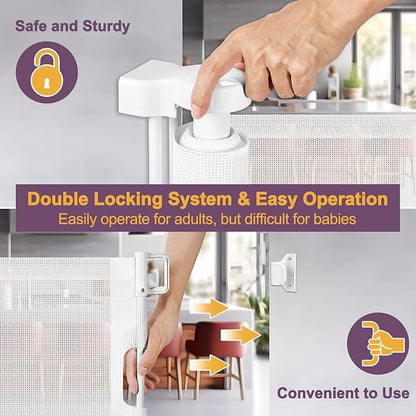 42" Tall X 60" Wide Retractable Dog Gate Extra Tall Baby Gates for Doorways Tall Pet Gate for Cats Adjustable Baby Gates for Dogs Indoor Outdoor Extra Tall Mesh Gates for Kids or Pets (White)