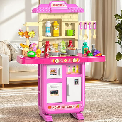 Pretend Play Kitchen Toy for Girls Age 3 4 5 6 7 8 - Toy Kitchen Accessories Food Toy for 3 4 5 6 Years Old Girls, Cutting Food Toy, Pretend Play for Toddlers 3-5, Girls Gifts Cooking Toys