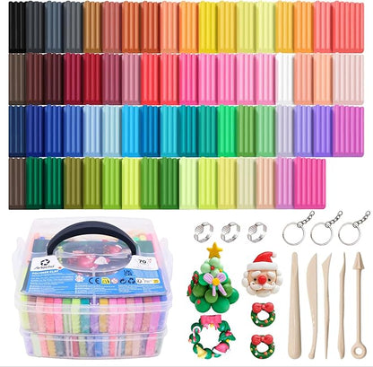 Artecho Polymer Clay Kit, 70 Colors Oven Bake Modeling Clay for Kids and Adults, DIY Sculpting Craft Molding Clay Set with Sculpting Tools, Jewelry Accessories, Arts and Crafts Gifts for Girls & Boys