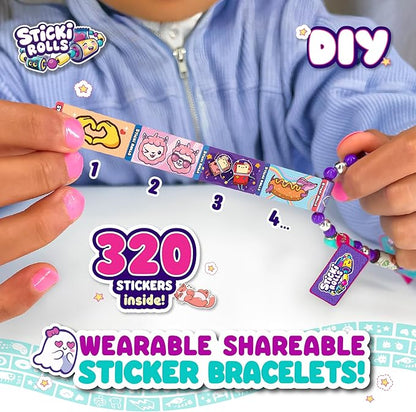 STICKI ROLLS Sticki Station - Ultimate DIY Sticker Jewelry Kit | Includes 320 Mini Stickers | Builds 6 Bracelets & 2 Necklaces | 2 Pendants & 144 Beads | Over 1000 Designs to Discover and Collect!