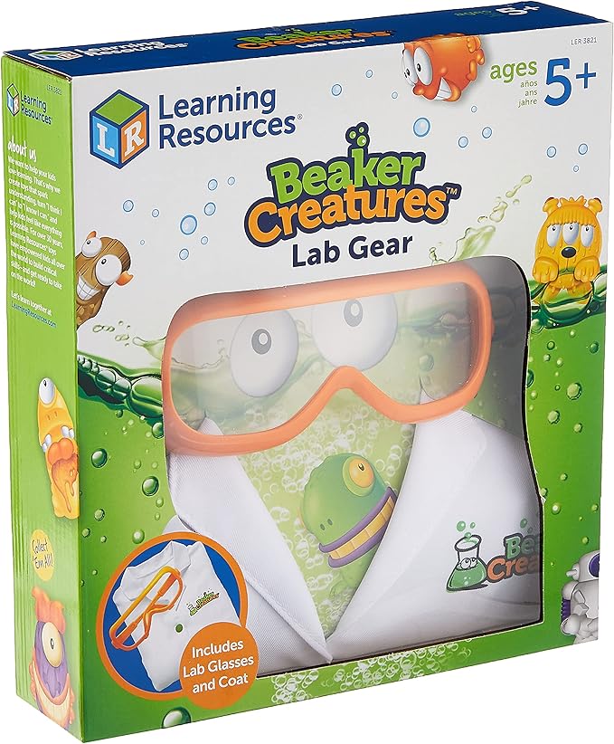 Learning Resources Beaker Creatures Lab Gear - 2 Pieces, Ages 5+ Lab Coat & Glasses for Kids, Science Exploration Games, STEM Toys for Kids