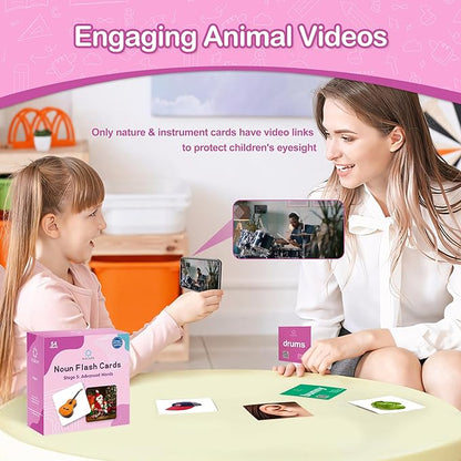 54 Noun Flashcards, Preschool Advanced Vocabulary Flash Cards for Toddlers 4-6, Jobs Time Season, Advanced Level Speech Therapy Materials for Special Education, Preschool Learning
