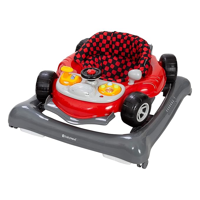 Smart Steps Trend 5.0 Activity Walker with Removable Toy Bar (Lights and Sounds), Adjustable Height and Flat Fold Frame for Storage, Ages 6 Months +, Speedster Red