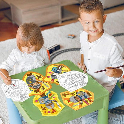 Dvbonike 24Pcs Sunday School Crafts for Kids Color Your Own Armor of God Craft Kit Religious Christian Coloring Card Soldier with Shield and Sword Drawing Party Gifts VBS Home Classroom Decor Supplies