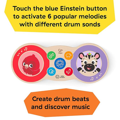 Baby Einstein Upbeat Tunes Magic Touch Wooden Drum Musical Toy, Ages 6 Months +