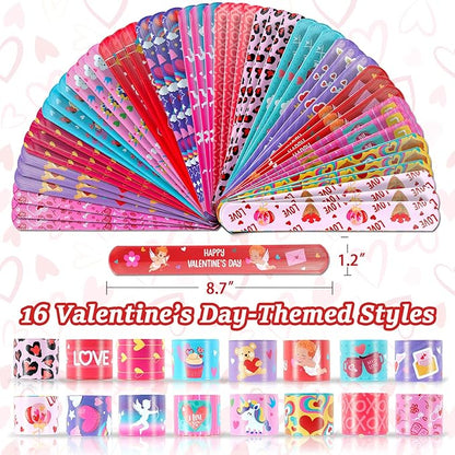 Valentine's Day Gifts for Kids Party Favors 48PC Valentine's Slap Bracelets for Kids Gifts for Students and Classes Valentine's Treats for Children Valentine's Bracelets Goodie Bag Fillers for Kids