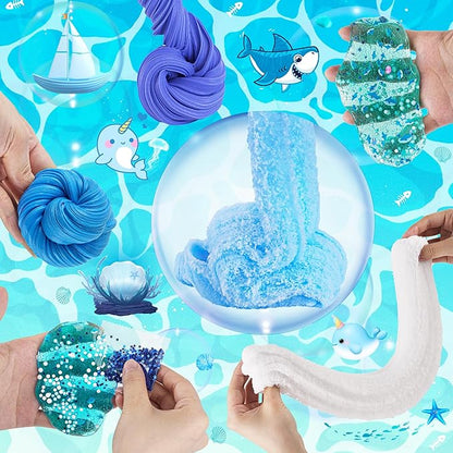 6 Pack Slimes, Blue Slime Kit, Butter Cloud Slime for Boys Girls Ages 8-12,Toys for Girls and Boys, Slime Party Favors Goodie Bag Stuffers, 4 5 6 7 8 9 10 Year Old Girl Birthday Gift Cute Stuff