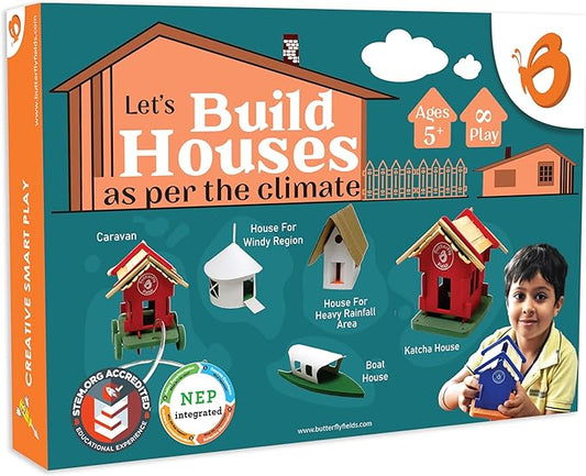 ButterflyEdufields 5in1 Houses Building Construction Kit for Kids Ages 5+ | STEM Projects, Architectural Science DIY Crafts Kit for Boys and Girls | Best Educational Learning Gift Set