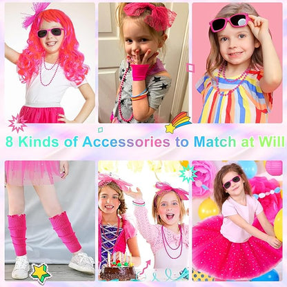80s Outfit for Kids, 80s Costumes Accessories for Kids, 80s Outfits for Girls Cosplay 1980s Theme Retro Party