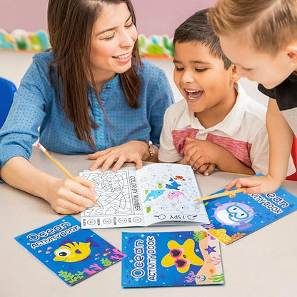 BZaber Ocean Activity Coloring Books - 24Pcs Under The Sea Including Turtle Jellyfish Starfish Shark Clownfish DIY Art Drawing Pattern Under The Sea Birthday Party Favors Home School Supply for Kids