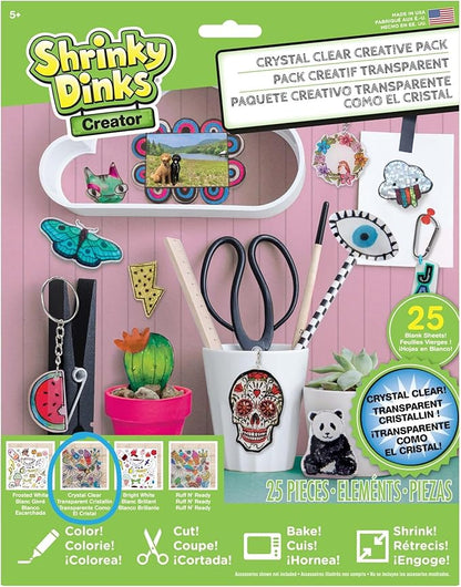 Shrinky Dinks Creative Pack, 25 Sheets Crystal Clear, Kids Art and Craft Activity Set, Kids Toys for Ages 6 Up by Just Play