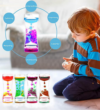 Oneshow Liquid Motion Bubbler Colorful Oil and Water Sensory Toys Hourglass Bubbler Timer Activity Fidget Toy for Kids and Teenager Calm Stress Relief Desk Toys for Office for Adults Gifts (10 Pack)