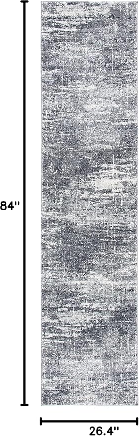 SAFAVIEH Evoke Collection 2'2" x 7' Ivory/Grey EVK272F Modern Abstract Non-Shedding Entryway Foyer Living Room Bedroom Kitchen Runner Rug