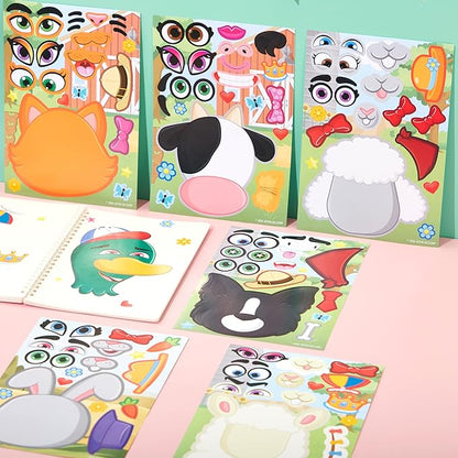 JOYIN 36 Pcs 9"x6" Farm Animals Make a face Stickers for Kids, Make Your Own Summer Sticker Sheets, Party Favors Kids Crafts, Goodie Bags Stuffers, Classroom Rewards