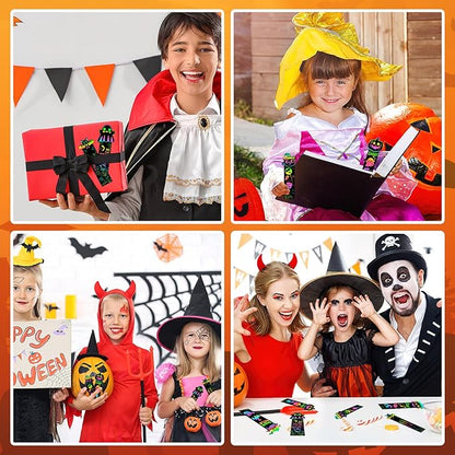 JUNEBRUSHS 30Pcs Halloween Scratch Bookmarks, Rainbow Magic Scratch Paper Art Pumpkin Bat Spider DIY Crafts Kit for School Classroom Activity Halloween Gifts