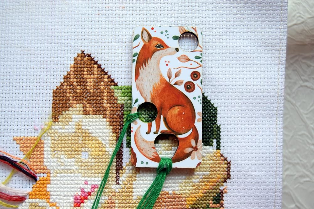Floss drop for cross stitch fox wooden floss drops cross stitch thread drops organizer floss drop for cross stitch kit fox embroidery floss storage holders for threads cross stitch retreat gifts